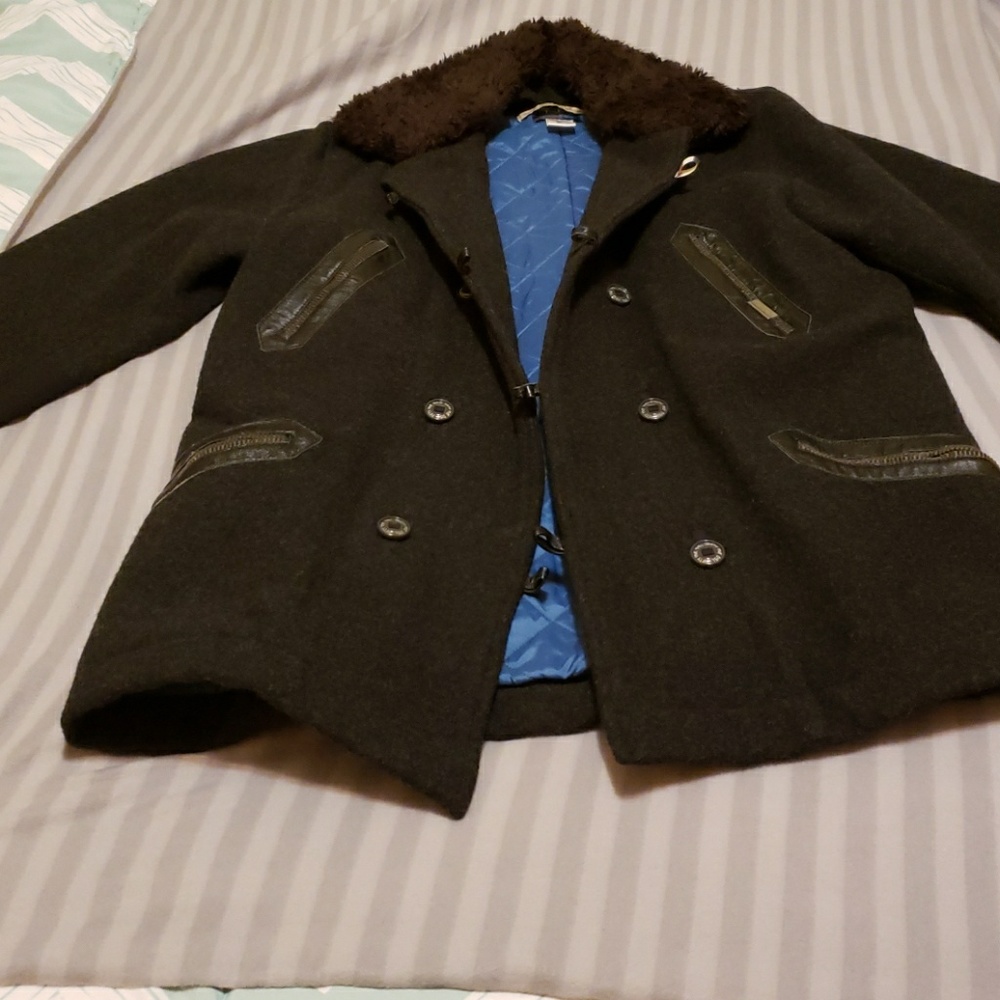 dsl55 diesel brand grey heather pea coat